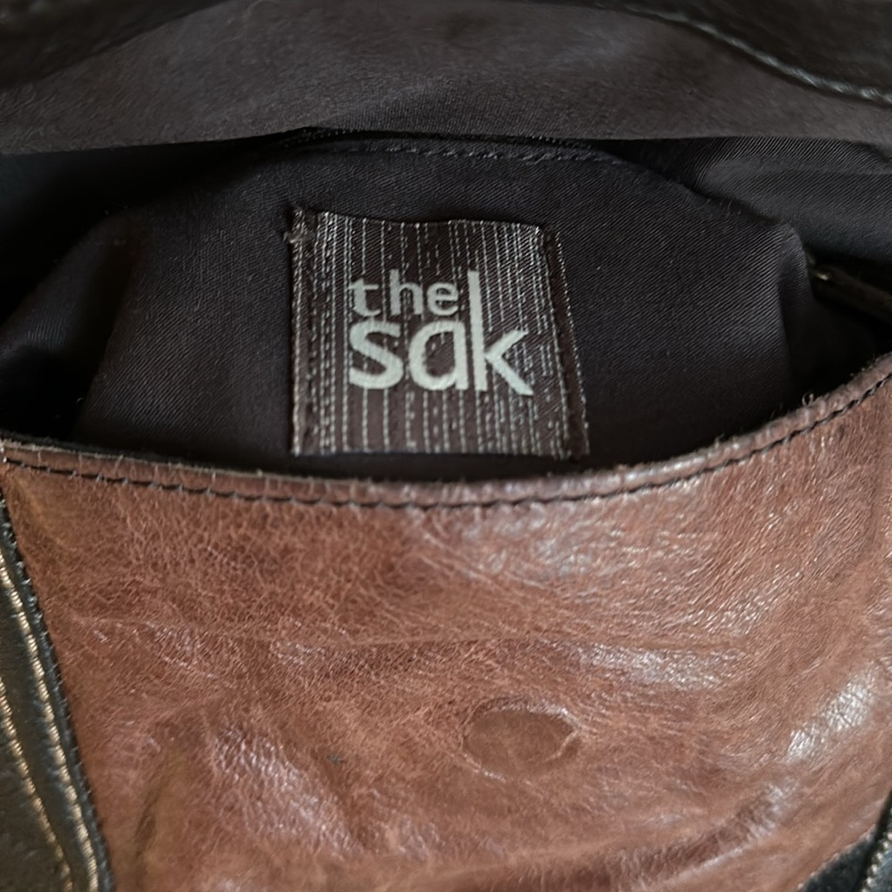 The Sak Indio Leather Patchwork Crossbody Bag - Black/Brown/Metallic Copper - Picture 14 of 15